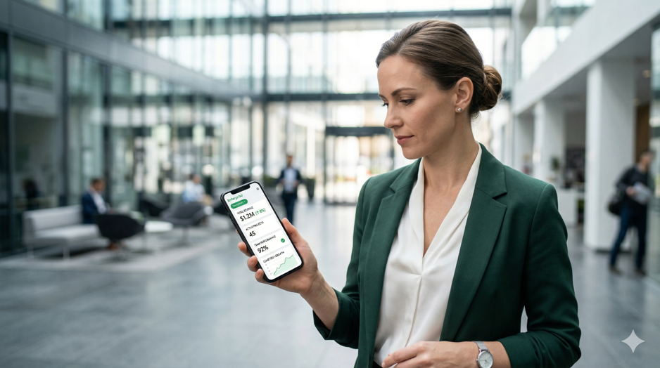 Profesional usando SAP Mobile Start en smartphone