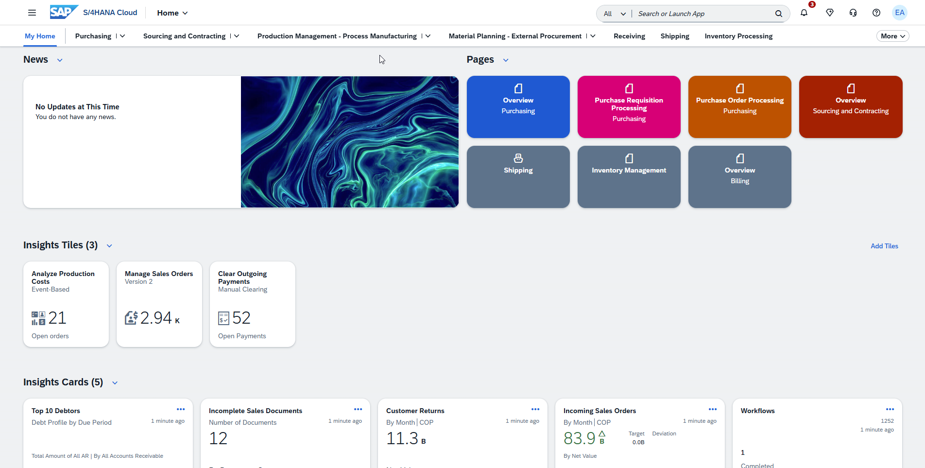 SAP Cloud ERP — Inicio